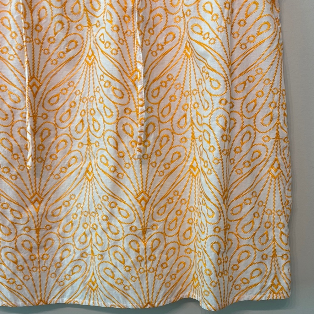 LOFT Yellow & White Printed Ruffle Sleeve Blouse - Picture 3 of 6